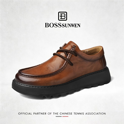 BOSSSUNWEN男士厚底通勤皮鞋