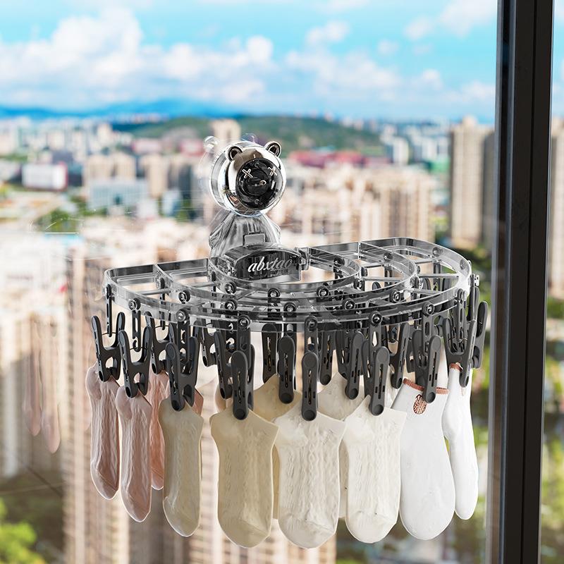 吸盘晾衣架家用可折叠免打孔壁挂式多功能内衣袜子晾晒架夹子架