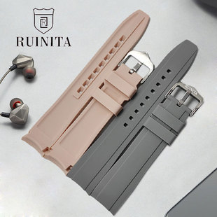 适配瑞尼达表带弧形接口硅胶手表带橡胶表带弧形接口表带20/22mm