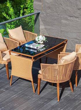 户外桌天庭院防水防晒闲露别墅室外CYQ休花园椅商用外摆餐桌藤椅