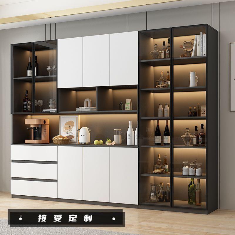 餐边柜柜一体靠墙现代简约轻奢客DRM厅收纳柜意式玻酒璃厅门柜餐