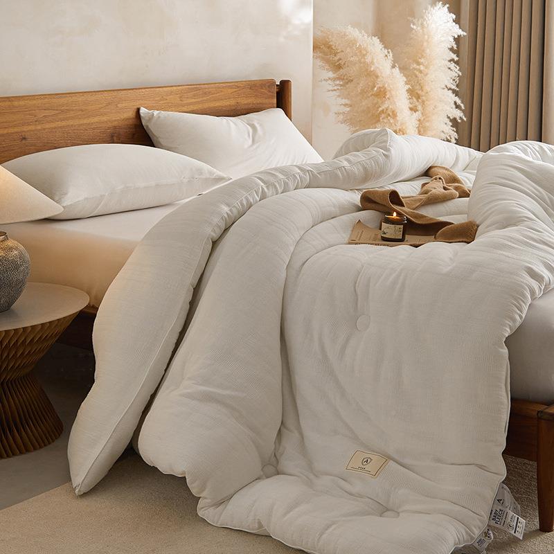 柔YLS-2025简约全棉皱皱纱提花A类超抗芯菌被纯棉加厚冬单被双人