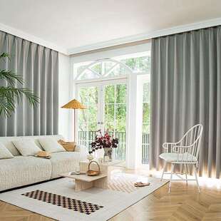 客绍兴窗427帘遮全光热防隔晒窗帘纯色棉麻窗帘阳台厅卧室窗帘成