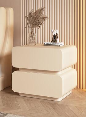 奶油风Pscz8RnS床头柜简质约现代木皮边床柜小型卧室超窄极简迷你