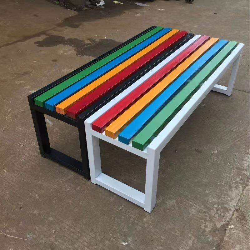 户外长椅防腐木园休息休室外广场小区长HJ02公座椅木长实条椅闲长