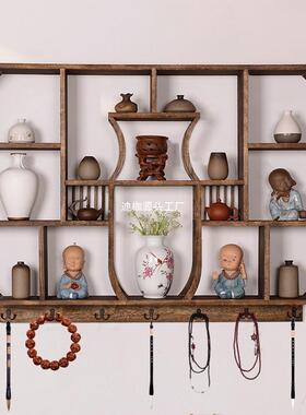 博架实木中式新挂墙宝阁挂式置物架古CPU墙上茶壁架多展示架