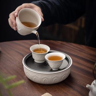 草木灰青草木灰青莲承干台壶托茶具配件茶壶室陶瓷人茶壶垫泡茶艺