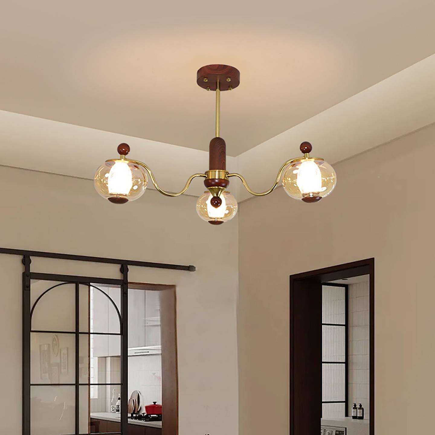 法式中古风vinage客厅吊灯卧美复古胡桃木色餐厅书房309式室房t间