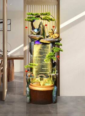 客假室山流水喷风水招财办公玄关装饰厅高山循环水景泉观落地TM68