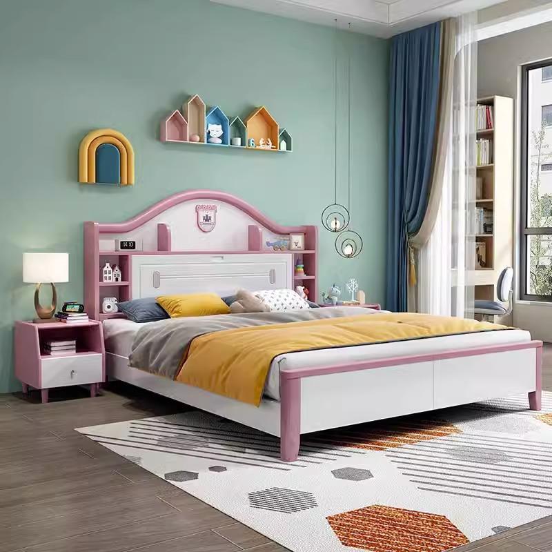 实儿童床男孩少年1.5米单人白619#色孩小青户型1.2木女卧室储物