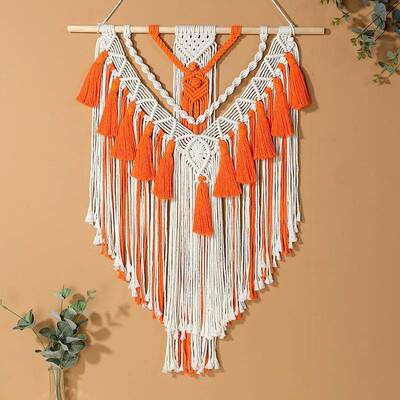 三色挂毯波米亚棉西绳挂手工棉绳FYH毯编织挂挂毯彩色棉绳流苏毯