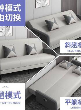 单布艺发小户型可折发OYF叠多功能客厅出租沙房公寓沙床两用双人