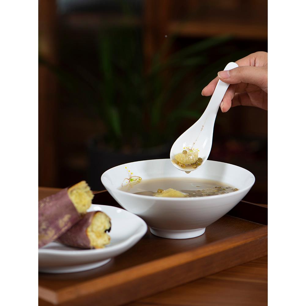 景德镇陶瓷F77H6J8H餐具绘釉下彩大面粥碗田园斗笠碗家用风菜碗高