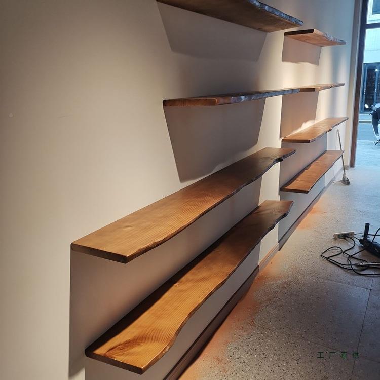 墙置物一字搁板实墙面悬空壁上挂书架架隔板985货架层木板展示架