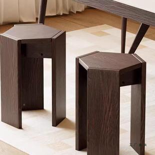 全木凳子家用可F99TS97T叠放组合餐六角凳客厅来客备用凳实结实耐