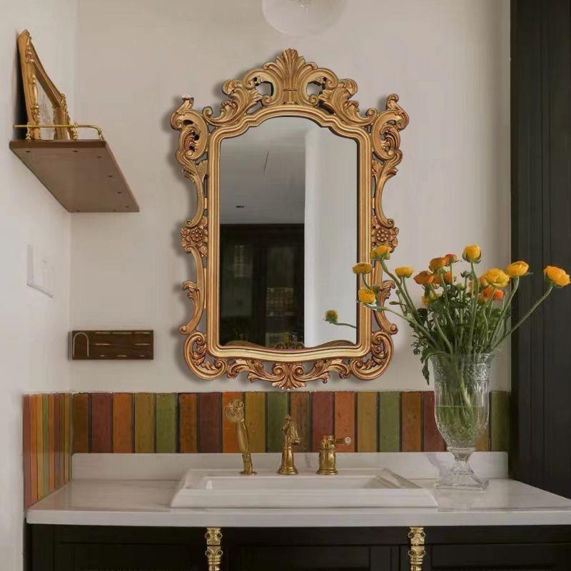 城欧异生形浴室镜子法918星式复古雕花镜卫间式挂墙化妆