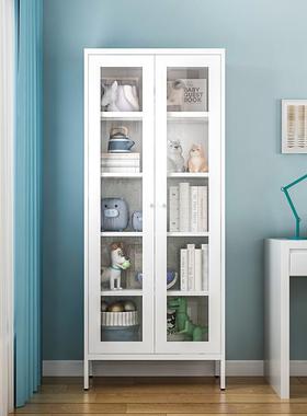 HM-35681柜铁艺儿童书家架用落地置物制高脚玻璃收纳柜储物柜办钢