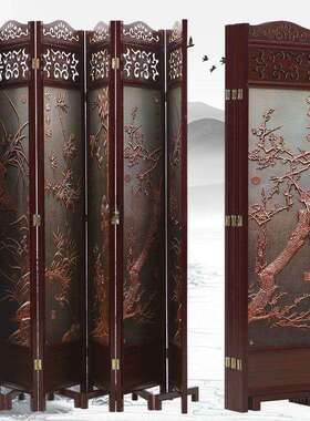 风折隔断客厅仿古屏玄关室卧简约现代移动酒店实木UYD中式可叠屏