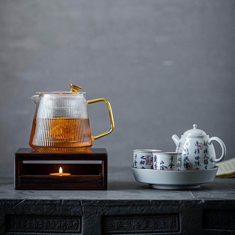 禅意茶器底座套装新加中式复古温047竹制茶炉蜡烛热恒茶台茶具配