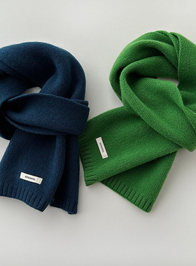 秋冬新款纯羊毛围巾澳洲100%羊绒纯色百搭情侣冬季保暖针织围脖女