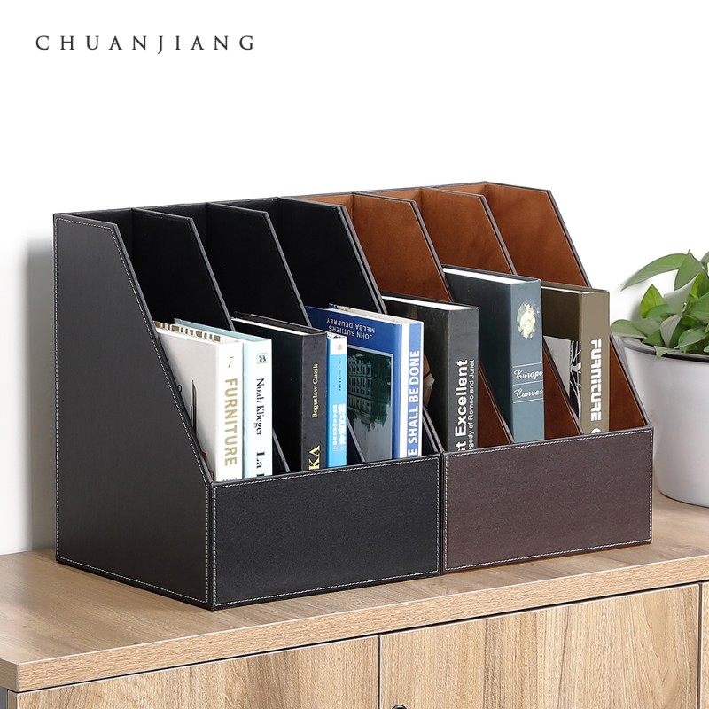 商务皮质三四栏文件座/框桌面文件栏文件整理资料架办公用品定制