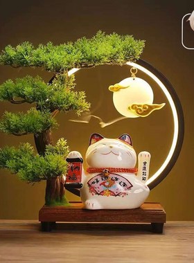 招财猫摆件自动招手灯圈店铺开业乔迁送礼前台家居客厅装饰发财猫