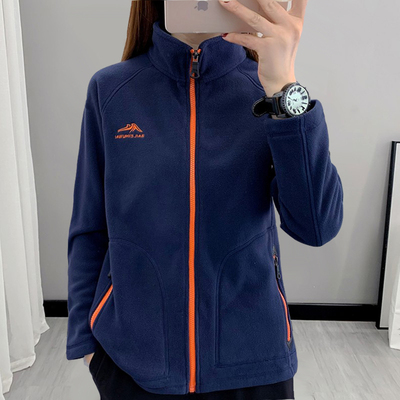 秋冬季户外抓绒衣女款立领开衫摇粒绒加厚保暖运T动休闲卫衣外套