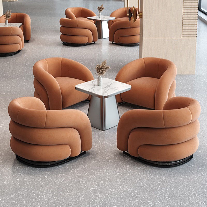 轻奢商务洽谈沙发办公室休息区会客接待沙发桌椅组合酒店单人沙发