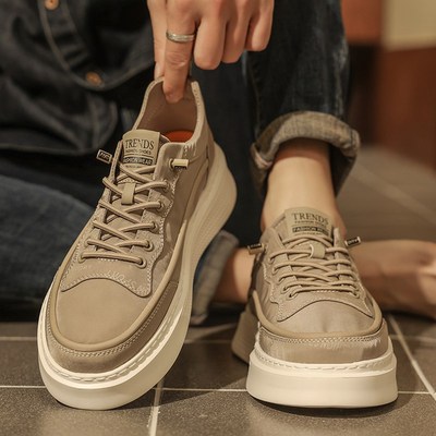 帆布鞋男款春季2025新款一脚蹬男士休闲板鞋软底运动耐磨增高布鞋