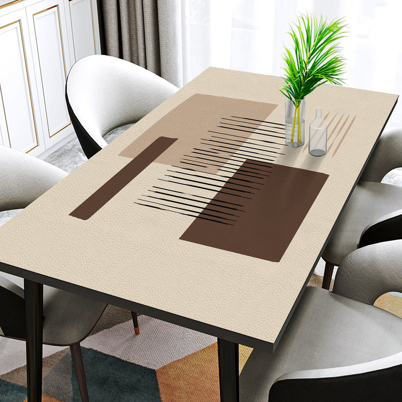 无异味桌布防水防油免洗奶茶色长方形餐桌防烫pvSc北欧风茶几桌垫