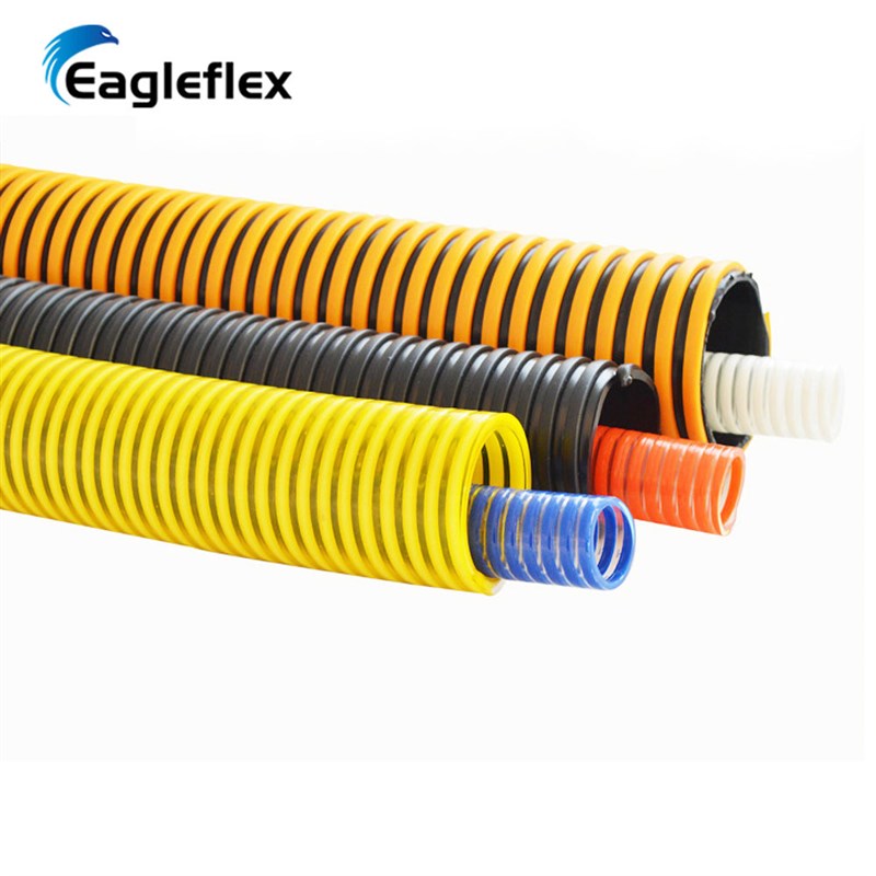 pvc塑筋波纹螺旋管平筋内外光滑输料排污2寸加厚工业耐磨软管