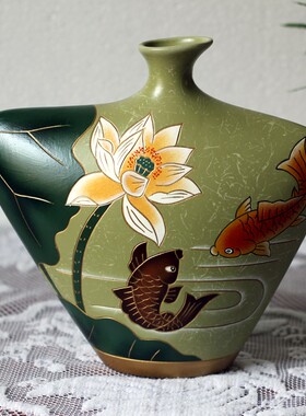 酒柜摆件装饰品客厅博古架多宝阁展厅隔断摆设纯手V工陶瓷艺术花