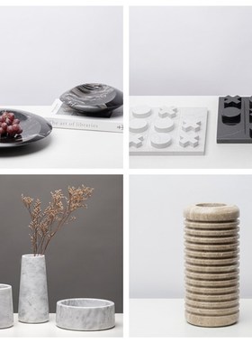 现代简约创意大理石托盘果盘样板房售楼处桌面茶几餐桌软装饰品