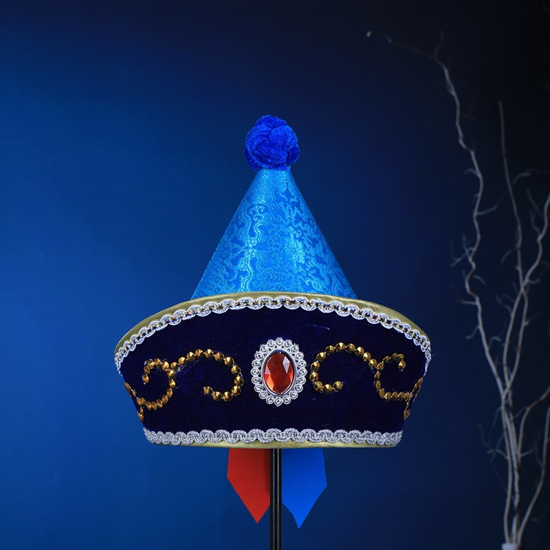 儿童蒙古族男帽子王爷帽尖顶少数民族风舞蹈演出道具蒙古帽头饰