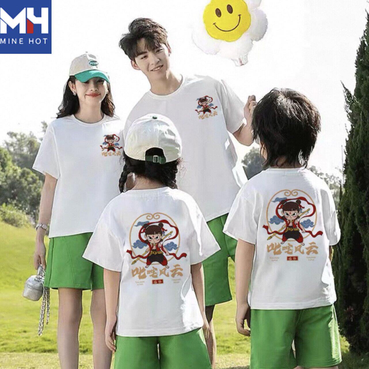 唐狮集团MH100%纯棉2025亲子装哪吒之魔童闹海短袖T恤男女新款夏