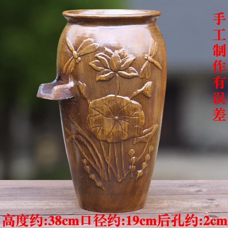 古法养鱼缸开口缸陶罐庭院花园创意造景水循环过滤流水摆件缸