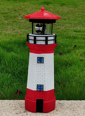 太阳能树脂旋转灯塔户外花园装饰景观别墅庭院草坪警示塔