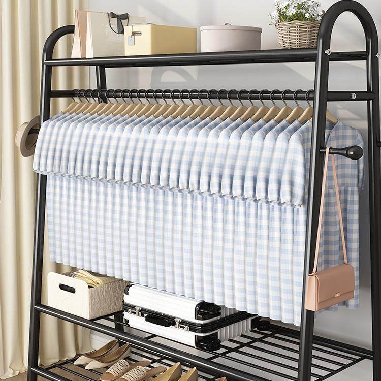 晾衣架落地家用学生宿舍折叠卧室内晒挂衣服架子简易收纳整理凉杆