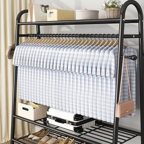 晾衣架落地家用学生宿舍折叠卧室内晒挂衣服架子简易收纳整理凉杆