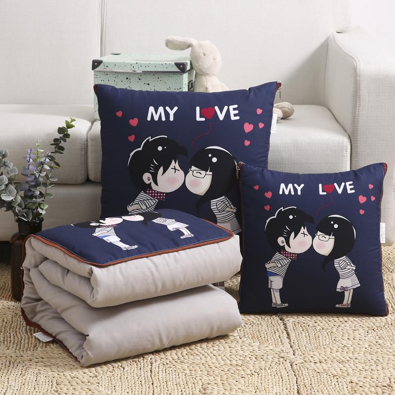 汽车抱枕被子两用沙发靠腰坐垫办公室午睡毯子空调被午休枕头靠背