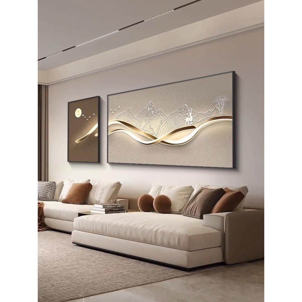 2025新款背有靠山客厅装饰画高档抽象沙发背景墙挂画大气组合壁画,家居饰品,现代装饰画,淘宝优惠券,粉丝福利购,淘宝优惠卷
