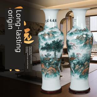 景德镇高档手绘陶瓷落地大花瓶客厅电视柜酒店别墅高档摆件乔迁礼