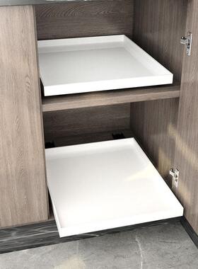 自制白色收纳托 托盘滑轨抽屉定制矮款柜内置物层架长方形分层储