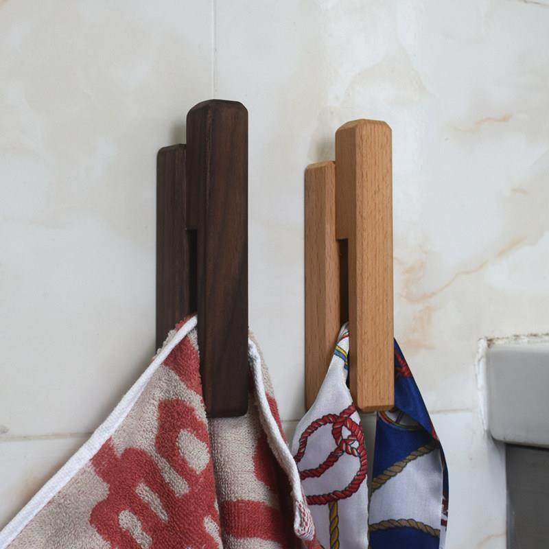 北欧实木创意免钉免打孔毛巾挂钩原木浴室墙上衣服帽子无痕粘衣钩,家居饰品,装饰挂钩,淘宝优惠券,粉丝福利购,淘宝优惠卷