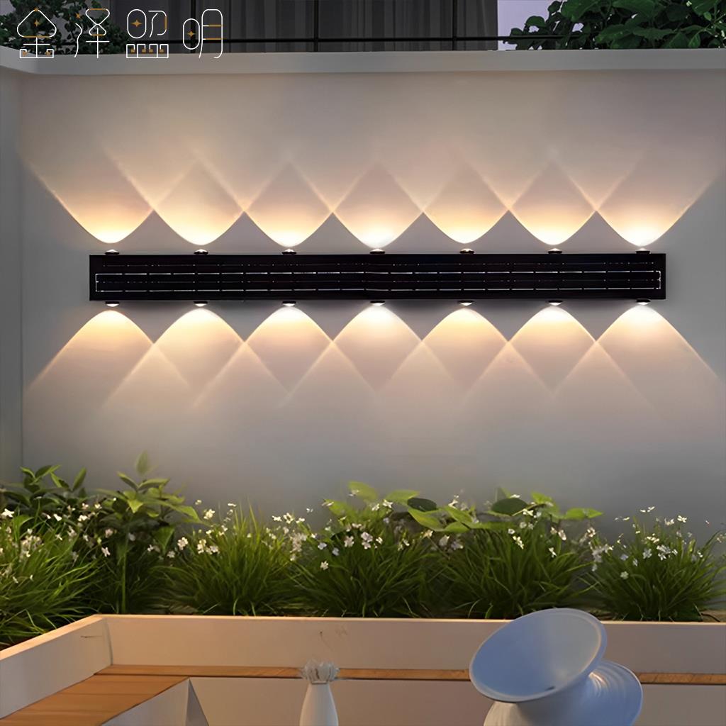 太阳能山丘壁灯户外防水简约长条形户外灯别墅庭院大门室外景观灯