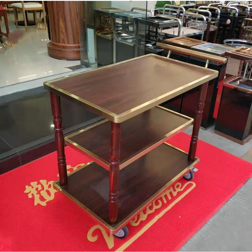 不锈钢三层服务车餐厅手推车烤鸭送餐车茶水甜品酒水车火锅配菜车