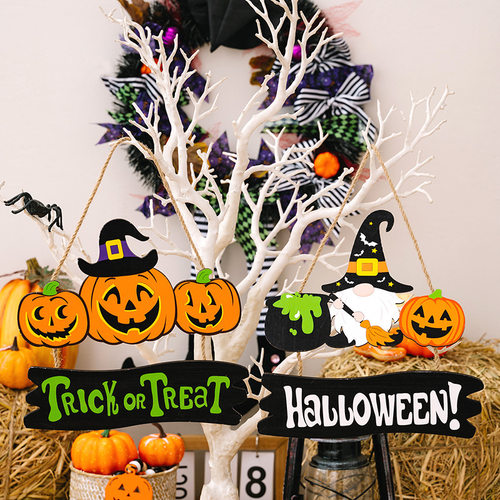 新品Halloween Decorations Pumypkin Dwarf Wooden Pendant Ghos