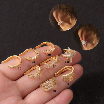极速1pc Helix Cartilage Conch Fake Piercing Jewelry AYdjusta