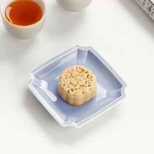 极速纯色陶瓷茶点碟家用甜品小碗小号糕点茶碟子中式W点心盘花形