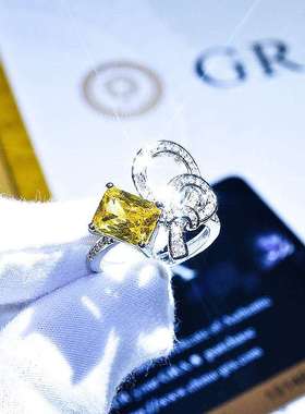 极速Ascher yellow diamond bow open ring ins Pluxury full dia